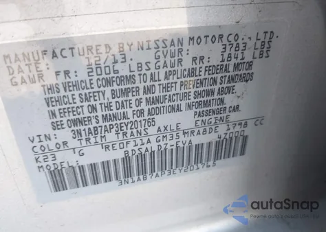 2014 Nissan Sentra Sv from USA, damaged, VIN 3N1AB7AP3EY201765